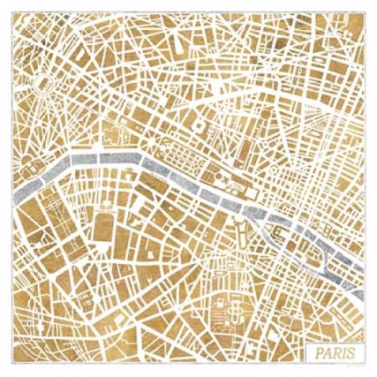 Gilded Paris Map Poster Print by Laura Marshall, 12 x 12 - Small