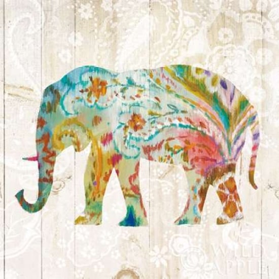 Picture of Wild Apple Graphics PDX23981SMALL Boho Paisley Elephant II Poster Print by Danhui Nai&#44; 12 x 12 - Small