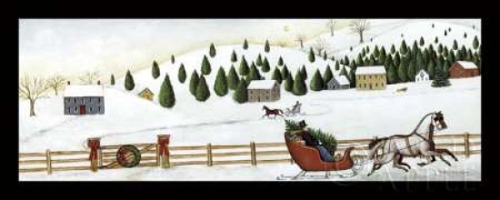 PDX9414SMALL Christmas Valley Sleigh Poster Print by David Carter Brown, 10 x 20 - Small
