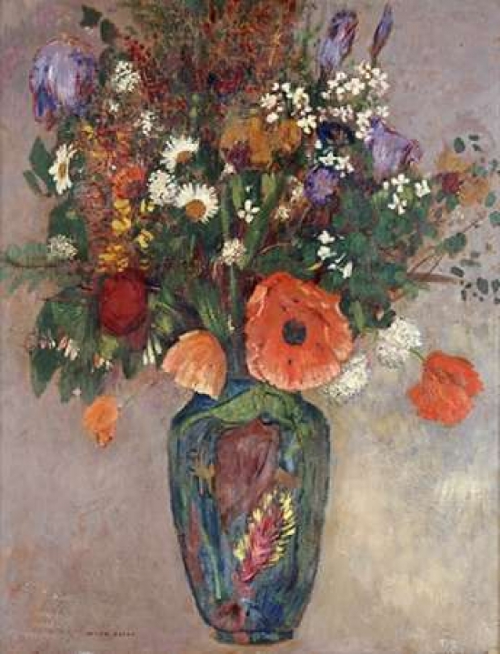 Bouquet of Flowers in A Vase Poster Print by Odilion Redon, 22 x 28 - Large