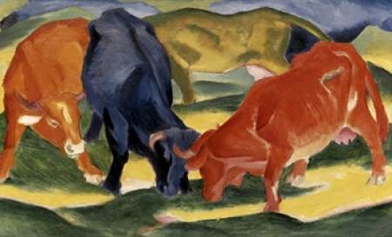 Fighting Cows Poster Print by Franz Marc, 12 x 18 - Small