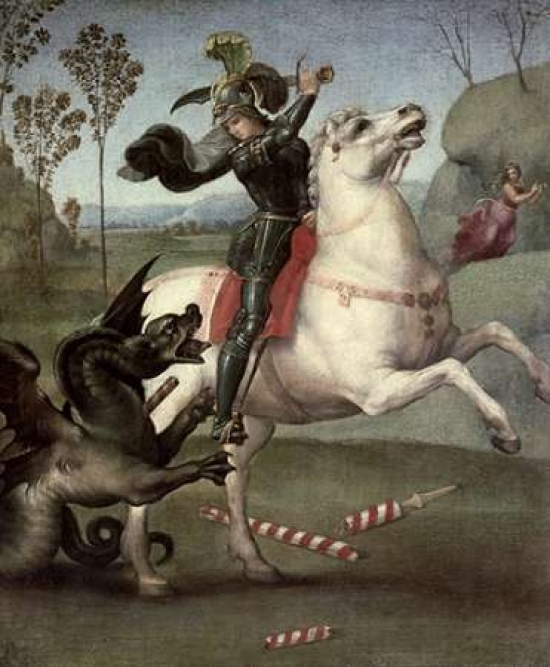 St. George Fighting The Dragon Poster Print by Raphael, 10 x 12 - Small
