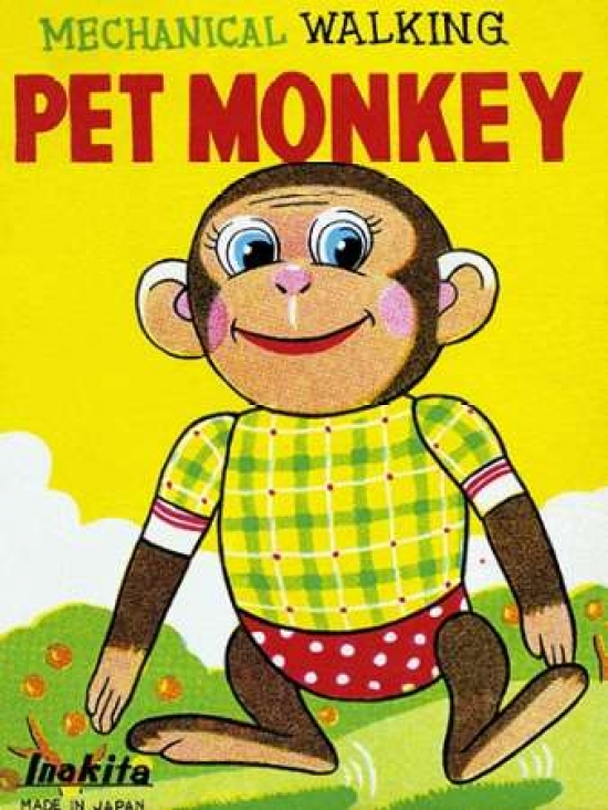 Bentley Global Arts PDX374906SMALL Mechanical Walking Pet Monkey Poster Print by Retrobot, 9 x 12 - Small