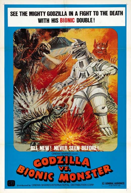 Picture of Pop Culture Graphics MOVCB44811 Godzilla Vs. Bionic Monster Movie Poster Print, 27 x 40