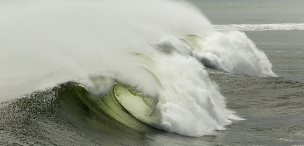 Jade Coloured Breaking Waves at Cobden Beach on The West Coast of The South Island - Greymouth New Zealand Poster Print - 44 x 20 in. - Large
