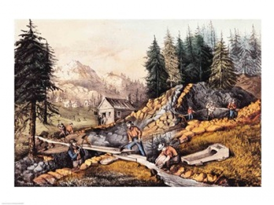 Gold Mining in California Poster Print - 24 x 18 in.