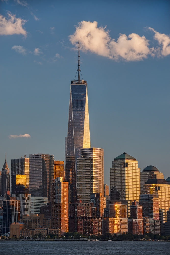 World Trade Center & Lower Manhattan at Sunset - New York City United States of America Print - 12 x 19 in.