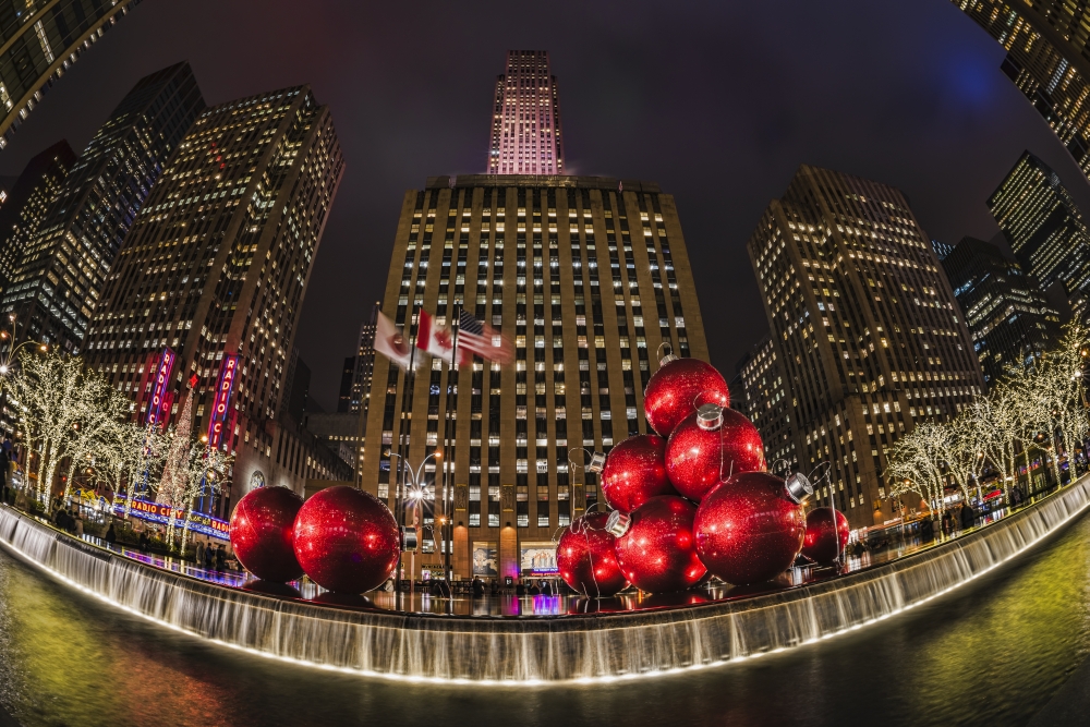 Christmas Decorations Near Radio City Music Hall - New York City United States of America Print - 19 x 12 in.