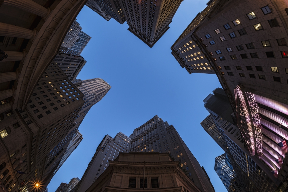 DPI12284588 Center of Wall Street at Twilight - New York City United States of America Poster Print - 19 x 12 in.
