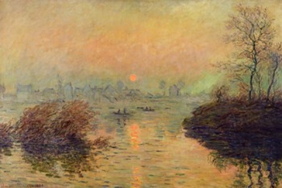 Sun Setting Over The Seine at Lavacourt. Winter Effect 1880 Poster Print by Claude Monet - 36 x 24 in. - Large