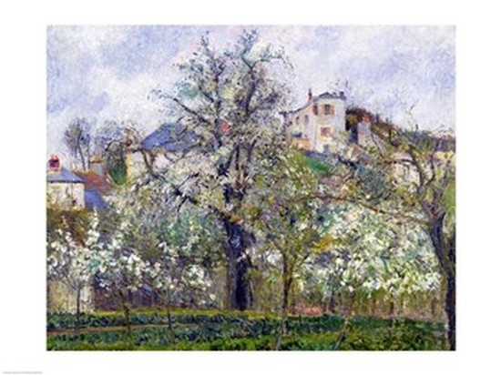 Picture of Posterazzi BALXIR19135LARGE The Vegetable Garden with Trees in Blossom Spring Pontoise 1877 Poster Print by Camille Pissarro - 36 x 24 in. - Large