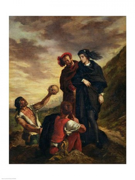 Picture of Posterazzi BALXIR198084 Hamlet & Horatio in The Cemetery From Scene 1 Act V of Hamlet Poster Print by Eugene Delacroix - 18 x 24 in.
