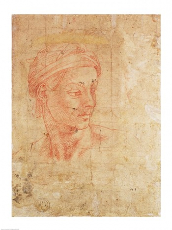 Study of A Head Poster Print by Michelangelo Buonarroti - 18 x 24 in.