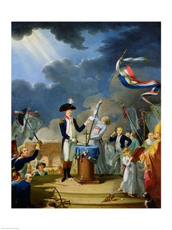 Picture of Posterazzi BALXIR21191 The Oath of Lafayette at The Festival of The Federation 14th July 1790 Poster Print by Jacques-Louis David - 18 x 24 in.