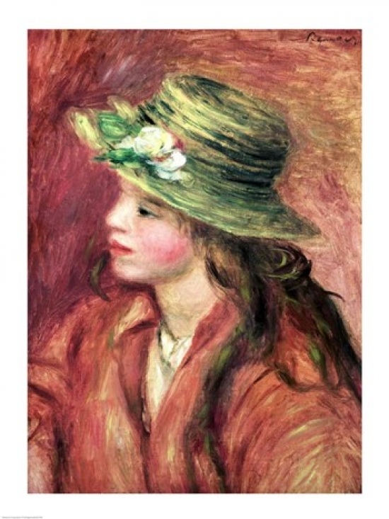 Picture of Posterazzi BALXIR27903LARGE Young Girl in A Straw Hat Poster Print by Pierre-Auguste Renoir - 24 x 36 in. - Large