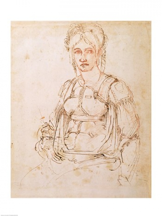 W.41 Sketch of A Seated Woman Poster Print by Michelangelo Buonarroti - 18 x 24 in.