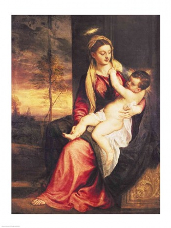 Picture of Posterazzi BALXIR341901 Virgin with Child at Sunset 1560 Poster Print by Titian - 18 x 24 in.