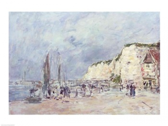 Picture of Posterazzi BALXIR370254 The Cliffs at Dieppe & The Petit Paris Poster Print by Eugene Louis Boudin - 24 x 18 in.