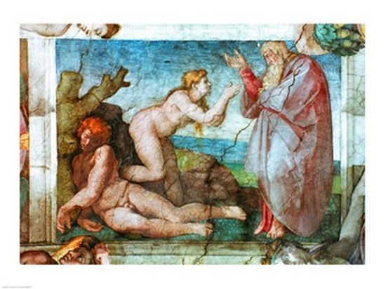 BALBAL927LARGE Sistine Chapel Ceiling - Creation of Eve with Four Ignudi 1511 Poster Print by Michelangelo Buonarroti - 36 x 24 in. - Large