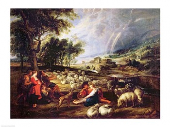 Landscape with A Rainbow Poster Print by Peter Paul Rubens - 24 x 18 in.