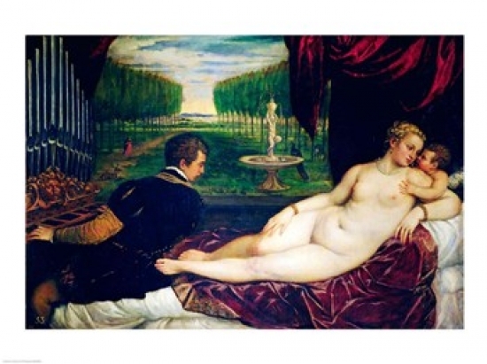 Picture of Posterazzi BALXIR38586LARGE Venus with An Organist & Cupid Poster Print by Titian - 36 x 24 in. - Large