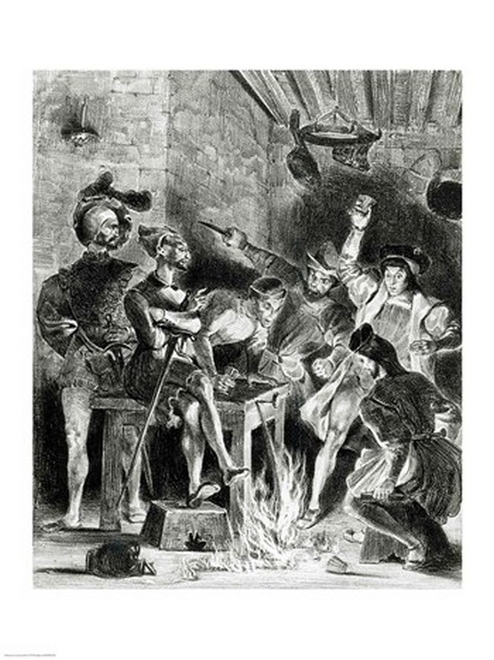 Mephistopheles & The Drinking Companions From Goethes Faust 1828 Poster Print by Eugene Delacroix - 24 x 36 in. - Large