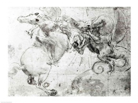 BALXJF311217 Battle Between A Rider & A Dragon C.1482 Poster Print by Leonardo Da Vinci - 24 x 18 in.