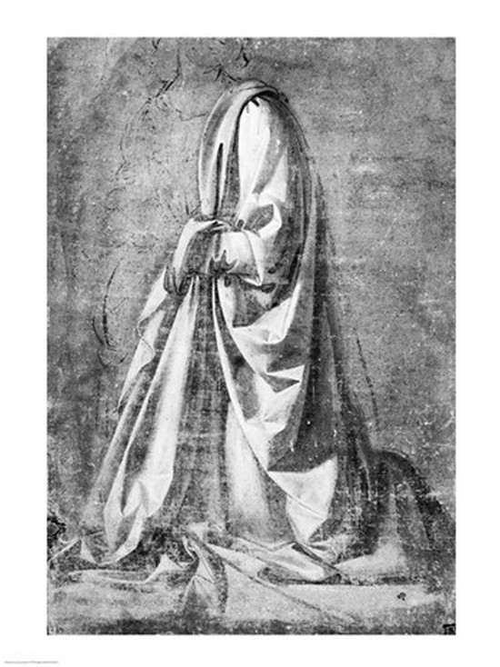 Drapery Study for A Kneeling Figure Seen in Three-Quarter Profile To The Left C1475 Print by Leonardo Da Vinci - 24 x 36 in. - Large