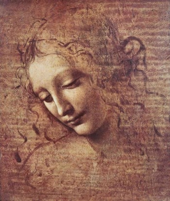 Head of A Young Woman with Tousled Hair Poster Print by Leonardo Da Vinci - 16 x 20 in. - Large