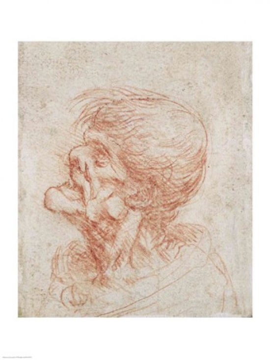 Caricature Head Study of An Old Man Poster Print by Leonardo Da Vinci - 18 x 24 in.