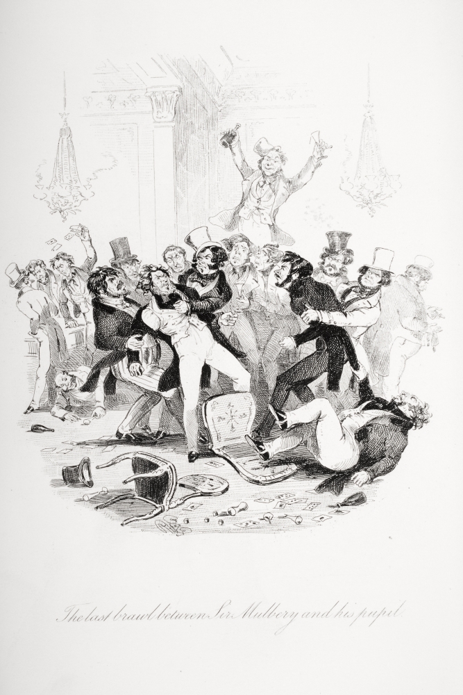 The Last Brawl Between Sir Mulbery & His Pupil. Illustration From the Charles Poster Print 24 x 36