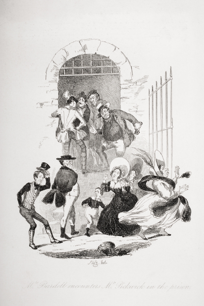 DPI1860231 Mr. Bardell Encounters Mr. Pickwick In the Prison. Illustration From the Charles Poster Print, 12 x 18