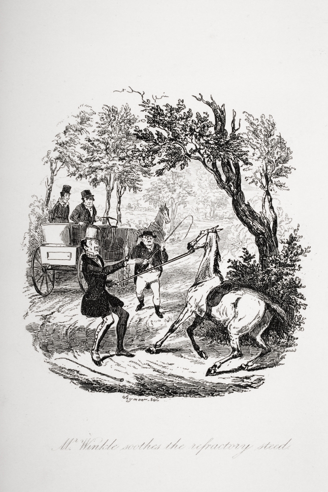 Mr Winkle Soothes the Refractory Steed Illustration From the Charles Dickens Novel the Pickwick Papers by Robert Seymo 1 Poster Print, 12 x 18