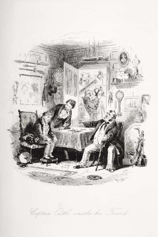 DPI1860177 Captain Cuttle Consoles His Friend. Illustration From the Charles Dickens Novel Poster Print, 12 x 18