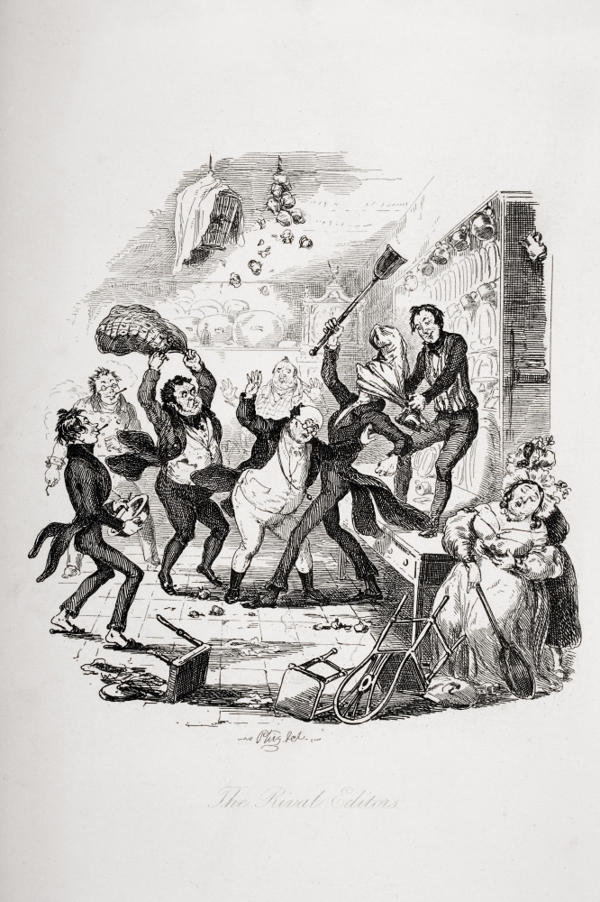 DPI1860229 The Rival Editors Illustration From the Charles Dickens Novel the Pickwick Papers by Hk Browne Known As Phiz Poster Print, 12 x 18