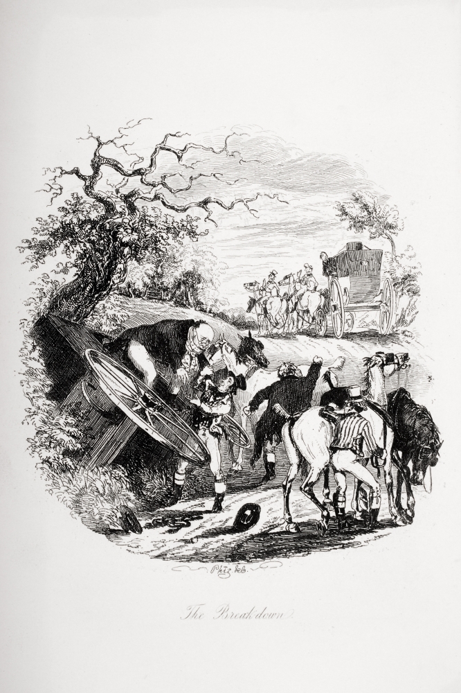 The Breakdown. Illustration From the Charles Dickens Novel the Pickwick Papers by H. K. Browne Known As Phiz Poster Print