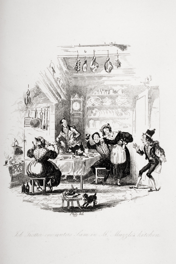 DPI1860260LARGE Job Trotter Encounters Sam In Mr. Muzzles Kitchen. Illustration From the Charles Poster Print, 24 x 36