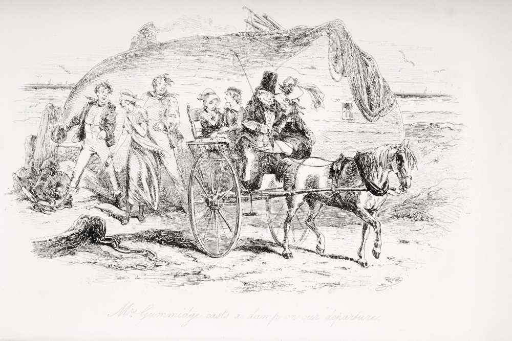 DPI1860190 Mrs. Gummidge Casts A Damp on Our Departure. Illustration From the Charles Poster Print, 18 x 12