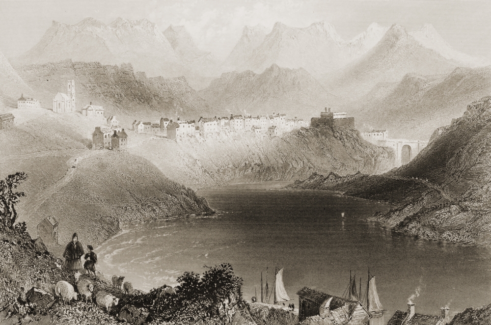 Clifden Connemara County Galway Ireland Drawn by Whbartlett Engraved by R Brandard From the Scenery & Antiqu Poster Print - 34 x 22