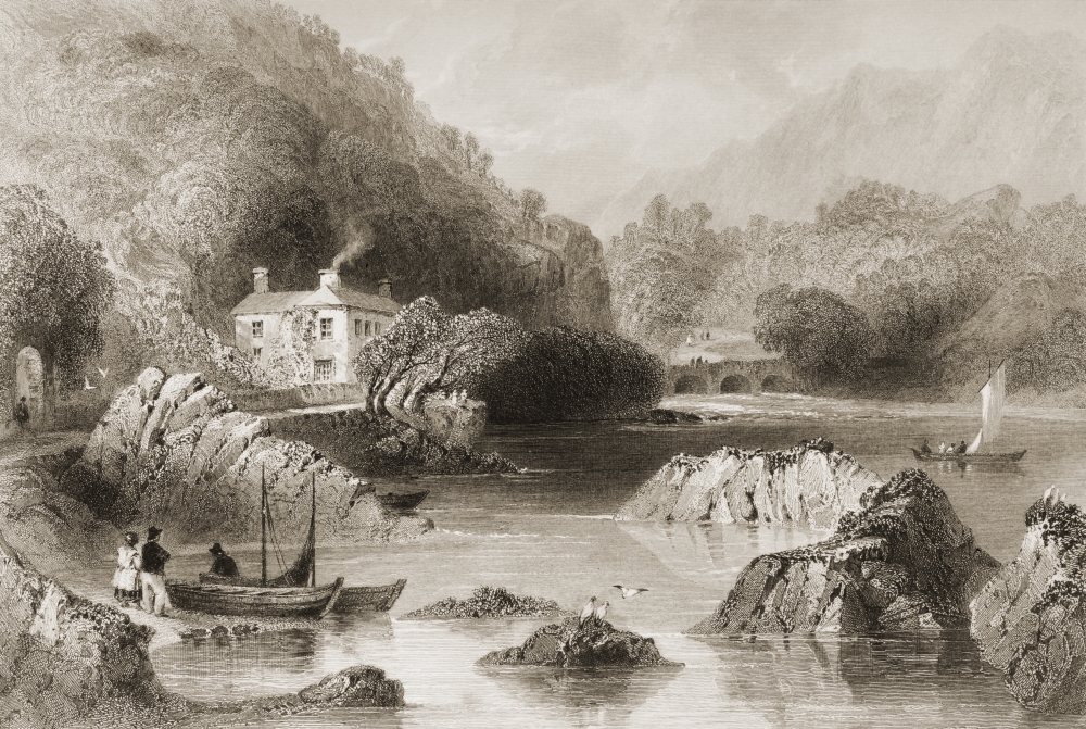 DPI1860331 Glengariff Inn County Cork Ireland Drawn by Whbartlett Engraved by J C Bentley From the Scenery & Antiquitie Poster Print, 17 x 11