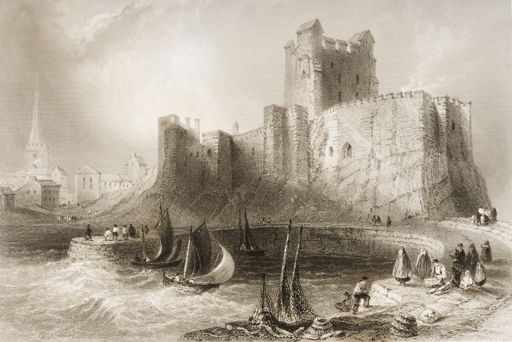 DPI1860302 Carrickfergus Castle County Antrim Ireland Drawn by Whbartlett Engraved by Jcarmytagefrom the Scenery & Anti Poster Print, 17 x 11