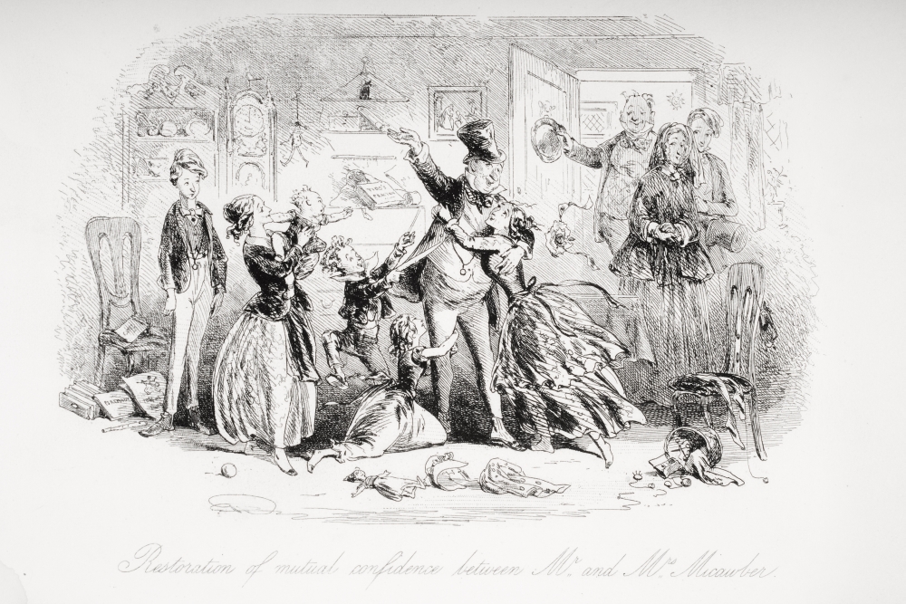 Restoration of Mutual Confidence Between Mr. & Mrs. Micawber. Illustration Poster Print