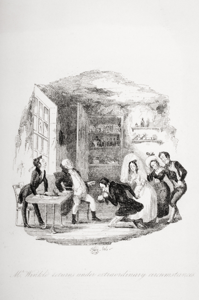 Mr Winkle Returns Under Extraordinary Circumstances Illustration From the Charles Dickens Novel the Pickwick Papers by 1 Poster Print, 12 x 18
