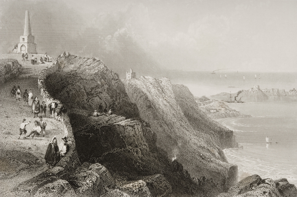 DPI1860349LARGE Killiney Hill Near Dublin Ireland Drawn by Whbartlett Engraved by R Brandard From the Scenery & Antiquities O Poster Print, 34 x 22