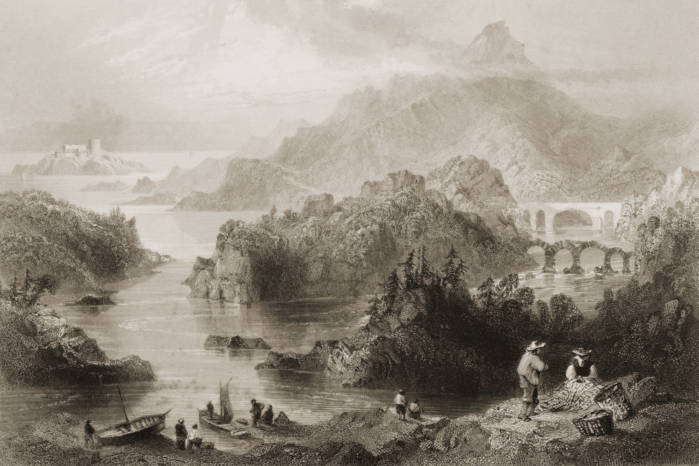 DPI1860312 Cromwells Bridge Glengariff County Cork Ireland Drawn by Whbartlett Engraved by Jc Bentley From the Scenery Poster Print, 17 x 11