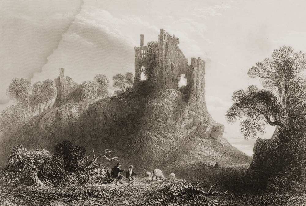 Carrigogunnell Castle Near Limerick Ireland Drawn by Whbartlett Engraved by Hgriffiths From the Scenery & Anti Poster Print, 17 x 11