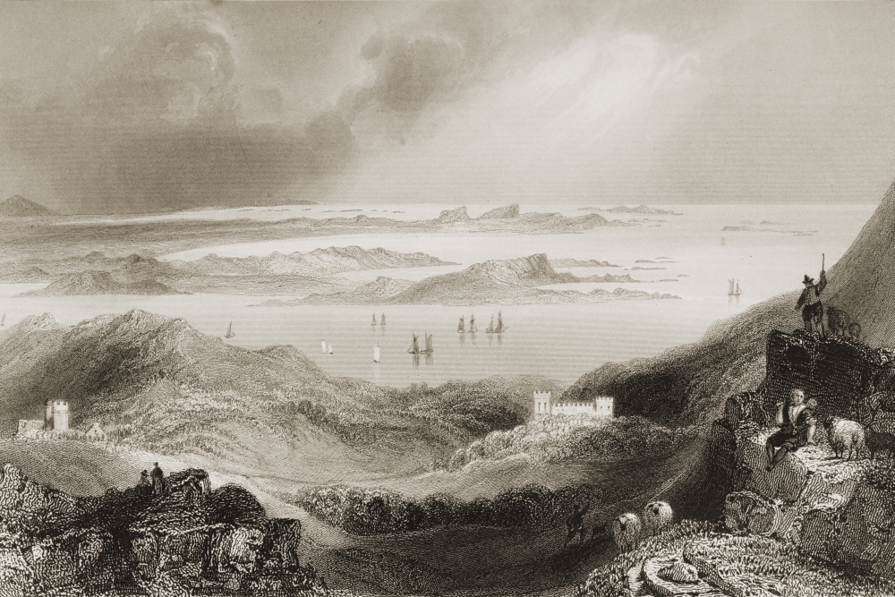 Clifden Castle Connemara County Galway Ireland Drawn by Whbartlett Engraved by W Mossman From the Scenery & Poster Print 17 x 11