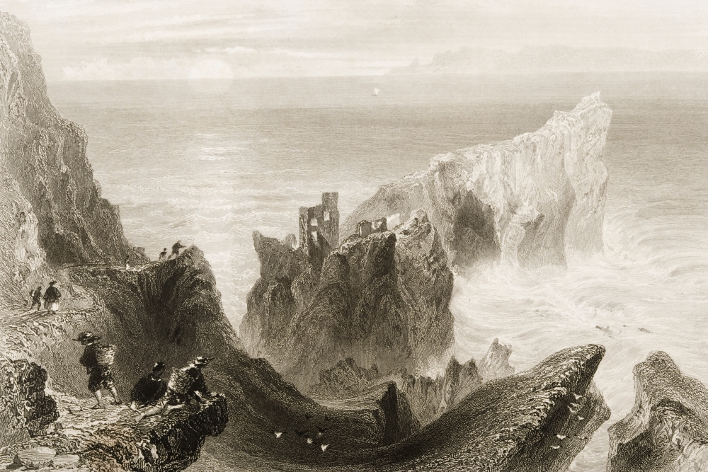 Kenbane Castle County Antrim Ireland Drawn by Whbartlett Engraved by C Richardson From the Scenery & Antiquit Poster Print, 17 x 11