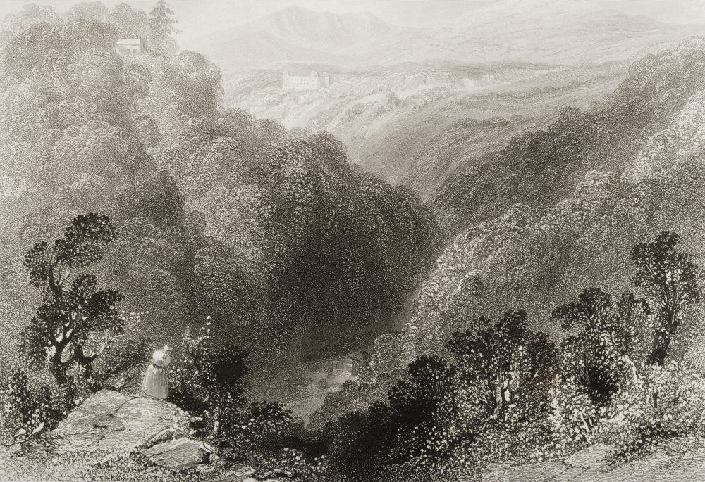 Powerscourt From the Dargle County Wicklow Irelanddrawn by Whbartlett Engraved by G K Richardson From the Scen Poster Print