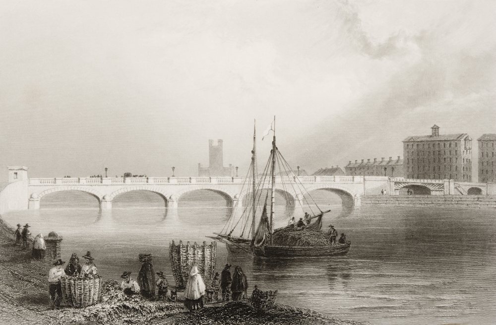 DPI1860404LARGE Wellesley Bridge Limerick Ireland Drawn by Whbartlett Engraved by Jc Armytage From the Scenery & Antiquities Poster Print, 34 x 22